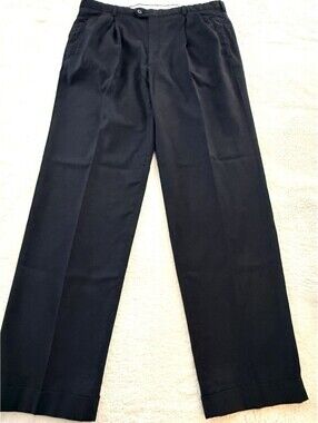 Principe Made In Italy Wool Dress Pants Mens 36x32 Navy Blue Pleated Cuffed